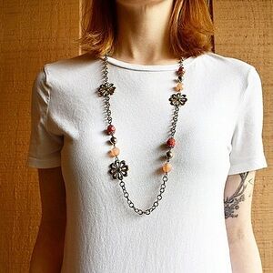 Body Central Girly Boho Beaded Chain Necklace size 16” long